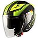 Jet Moto Casco Scooter Visiera Doppia Ece22-05 Certificato Nero Opaco Fluo M - Foto miniatura 7