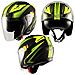 Jet Moto Casco Scooter Visiera Doppia Ece22-05 Certificato Nero Opaco Fluo M - Foto miniatura 10