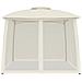 Gazebo con Tetto Doppio e Pareti Rete Crema 2,93x2,93 m Acciaio - Foto miniatura 4