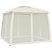Gazebo con Tetto Doppio e Pareti Rete Crema 2,93x2,93 m Acciaio - Foto miniatura 5