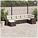 Set Divani da Giardino 7 pz con Cuscini Marrone in Polyrattan - Foto miniatura 2