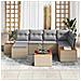 Set Divano da Giardino con cuscino 7 pcs beige e grigio chiaro - Foto miniatura 3