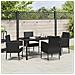 Set da Pranzo per Giardino con cuscino 5 pcs Nero Poly Rattan - Foto miniatura 4