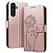 Custodia A Portafoglio Per Galaxy A56 / A36 Premium Design Fiori Farfalla, Rosa Champagne - Foto miniatura 4