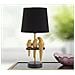 Lampada Da Comodino Pappagallo In Resina Dorata Con Paralume In Tessuto Nero - Foto miniatura 4