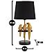 Lampada Da Comodino Pappagallo In Resina Dorata Con Paralume In Tessuto Nero - Foto miniatura 5