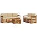 Set divani 6 pcs Naturale e Beige Legno di Acacia Massello - Foto miniatura 1