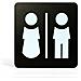 Segnaletica Targa Wc Bagno Uomo Donna Pittogrammi 16X16 Con Adesivo - Foto miniatura 2