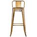 Sgabello Bar in Metallo Mason I Sgabello Alto Bancone Telaio 4 Gambe I Sgabello Industrial, H77CM I Sgabello Pub O Cucina con Schienale Oro - Foto miniatura 2