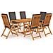 Set da Pranzo da Giardino 7 pz con Cuscini Grigi Legno di Teak - Foto miniatura 1