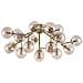 Lampadario Contemporaneo Dallas Metallo Oro 20 Luci Diffusori Ambra - Foto miniatura 1