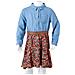 Abito Da Bambina A Maniche Lunghe Blu Marino E Blu Denim 116 - Foto miniatura 8