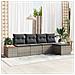 Set Divano da Giardino di 5 Pezzi con Cuscini Grigio Rattan Acacia - Foto miniatura 2
