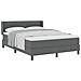 Letto Box Spring  con Materasso Grigio Scuro 140x190 cm Tessuto, Testata Design Linee Grigio Scuro 140 cm Tessuto - Foto miniatura 1