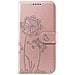 Custodia A Portafoglio Per Galaxy S24 / S25 Premium Design Fiori Farfalla, Rosa Champagne - Foto miniatura 1