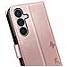 Custodia A Portafoglio Per Galaxy S24 / S25 Premium Design Fiori Farfalla, Rosa Champagne - Foto miniatura 5