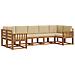Set di divani da esterno con cuscino 7 pcs Naturale e Beige - Foto miniatura 1
