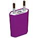 Alimentatore Spina Con Porta Usb - Viola - Caricabatterie Universale - Foto miniatura 1