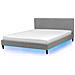 Letto Sfoderabile Grigio Chiaro Con Illuminazione Led Bianca 180 X 200 Cm Fitou - Foto miniatura 14