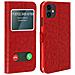 Custodia Apple Iphone 11 Sportellino 2x Finestre Cover Silicone - Rosso - Foto miniatura 1