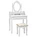 Tavolo Da Trucco E Sgabello Bianco 75x69x140 Cm Legno Paulownia - Foto miniatura 1