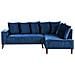 Divano Angolare 3 Posti Grena Velluto Blu Marino Lato Sinistro - Foto miniatura 7