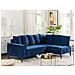 Divano Angolare 3 Posti Grena Velluto Blu Marino Lato Sinistro - Foto miniatura 1