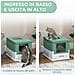 Lettiera Per Gatti Chiusa Con Paletta, Vassoio Estraibile E 2 Porte, 47.5x35.5x36.7cm, Verde - Foto miniatura 3