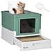 Lettiera Per Gatti Chiusa Con Paletta, Vassoio Estraibile E 2 Porte, 47.5x35.5x36.7cm, Verde - Foto miniatura 1