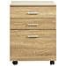 Cassettiera Scrivania Ufficio Legno Mdf Mobiletto Stampante 3 Cassetti Quercia - Foto miniatura 3