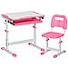 Banco Scuola per Bambini 6-12 Anni con Sedia e Altezza Regolabile, Piano Inclinabile, 66x47x52-77 cm, Rosa - Foto miniatura 1