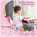 Banco Scuola per Bambini 6-12 Anni con Sedia e Altezza Regolabile, Piano Inclinabile, 66x47x52-77 cm, Rosa - Foto miniatura 6
