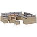 Set di divani da giardino  13 pezzi con cuscini Beige Polyrattan Acacia, Set da pranzo da giardino  3 pezzi con cuscini Beige Polyrattan Acacia - Foto miniatura 1