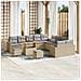 Set di divani da giardino  13 pezzi con cuscini Beige Polyrattan Acacia, Set da pranzo da giardino  3 pezzi con cuscini Beige Polyrattan Acacia - Foto miniatura 2