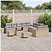 Set di divani da giardino  13 pezzi con cuscini Beige Polyrattan Acacia, Set da pranzo da giardino  3 pezzi con cuscini Beige Polyrattan Acacia - Foto miniatura 3