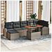 Set Pranzo Giardino 8 Pezzi con Cuscini Grigio Poly Rattan Acacia - Foto miniatura 2