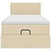 Struttura Letto Pouf con Materasso Crema 90x190 cm in Tessuto - Foto miniatura 8