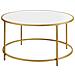 Tavolino rotondo oro e bianco Ø84 cm stile loft - Foto miniatura 1