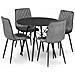 SET TAVOLO ROTONDO KOVA 80 Nero + 4 Sedie Turin Grigio Scuro - Foto miniatura 1