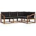 Set di divani con cuscino 4 pcs Naturale e Nero - Foto miniatura 1