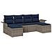 Set Divano da Giardino con cuscino 6 pcs Grigio polyrattan - Foto miniatura 1