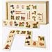Domino Animali Della Fattoria. Mucca, Gatti, Cani, Gallina, Pecora E Maialini Illustrati Nel Domino Gioco Da Tavolo Con Tessere E Scatola Di Legno Per Bambini. - Foto miniatura 1