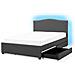 Letto Contenitore In Tessuto Grigio E Led Multicolore 180x200cm Montpellier - Foto miniatura 10