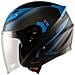 Casco Jet Moto Scooter Doppia Visiera Certificato Ece22-05 Nero Opaco Blu L - Foto miniatura 8