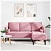Divano a 3 posti con Chaise L-shaped Rosa Chiaro 160 cm in Velluto - Foto miniatura 2