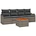 Set Divano da Giardino 5 Pezzi con Cuscini Grigio Polyrattan Acacia, Divano da Giardino 2 Posti con Ripostiglio e Cuscini Grigio Polyrattan - Foto miniatura 1