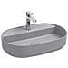 Lavabo Ovale Da Appoggio Senza Troppo Pieno In Ceramica Con Foro Rubinetto - Grigio Pietra Opaco - Foto miniatura 1