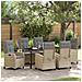 Set da Pranzo per Giardino 7 pcs Beige polyrattan - Foto miniatura 2