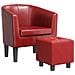 Poltrona a Pozzetto con Poggiapiedi Rosso Vino in Similpelle - Foto miniatura 1