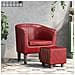 Poltrona a Pozzetto con Poggiapiedi Rosso Vino in Similpelle - Foto miniatura 2